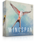 Wingspan board game box by Stonemaier Games featuring a scissor-tailed flycatcher in flight on a soft watercolor background.