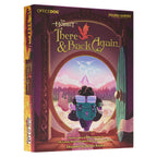 Front box of The Hobbit: There & Back Again board game by Reiner Knizia, featuring Bilbo stepping through a round hobbit-hole door toward the Lonely Mountain.