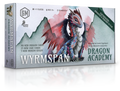 Wyrmspan Dragon Academy expansion box featuring watercolor art of a young dragon, for 1–5 players ages 14+ lasting 90 minutes.