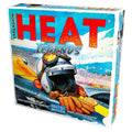 Front of Heat: Legends Expansion box by Days of Wonder, featuring a vintage racing driver in helmet and gloves on a colorful racetrack.