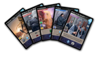 Five Dune Imperium Uprising expansion cards fanned out, including Desert Call, Wheels Within Wheels, Steersman, Usul, and Price Is No Object.