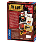 Back of The Gang cooperative poker game box by Kosmos, showing rules summary, component list, and card illustrations for 3-6 players.